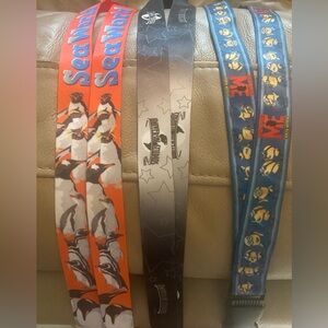 3 lanyards, key/card holder. 1 SeaWorld lanyard and 2 Universal Studios lanyards